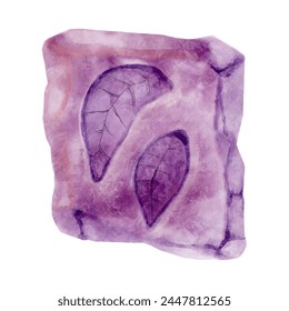 Fossil of plant in rock . Watercolor paint design . Vector .