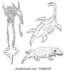Fossil Prehistoric Animals Living Aquatic Environment Stock Vector (Royalty  Free) 95008159 | Shutterstock