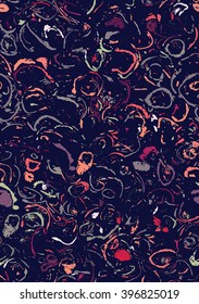 Fossil prints colored on blue.Grunge texture seamless background.