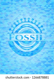 Fossil realistic light blue emblem. Mosaic background