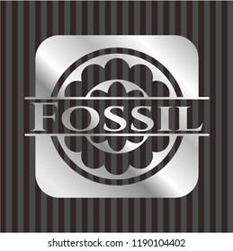 Fossil silver shiny badge