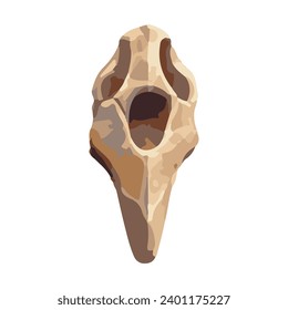 fossil skull of ancient creature watercolor illustration