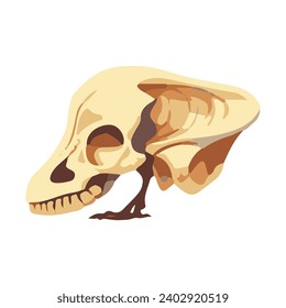 fossil skull of ancient creature watercolor illustration