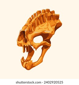 fossil skull of ancient creature watercolor illustration