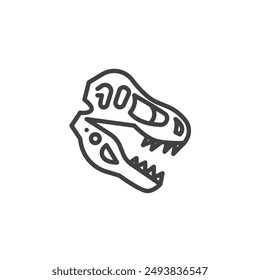 Fossilized dinosaur bones line icon. linear style sign for mobile concept and web design. Dinosaur skull outline vector icon. Paleontology symbol, logo illustration. Vector graphics