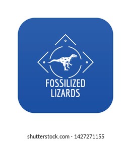Fossilized lizard icon blue vector isolated on white background