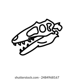Fossils Of Alioramus Outline Icon, Vector illustration