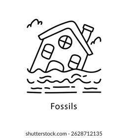 Fossils Vector Outline Style Icon. Eps 10 file