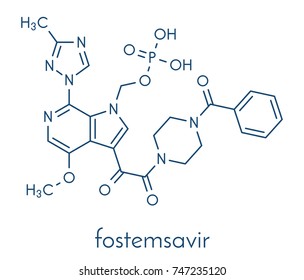 Fostemsavir HIV Virus Drug Molecule. Skeletal Formula.