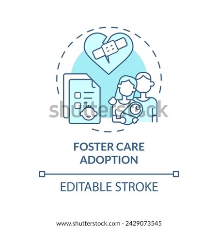 Foster care adoption soft blue concept icon. Newborn protection. Child custody. Adopting orphan. Loving family. Round shape line illustration. Abstract idea. Graphic design. Easy to use