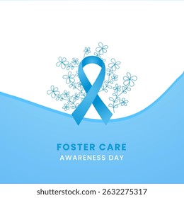 Foster care awareness month background design with Light blue silk ribbon.