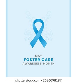 Foster Care Square Design with Original Ribbon color Blue with Awareness Month May.
