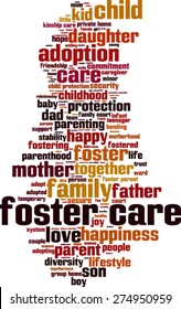 Foster care word cloud concept. Vector illustration