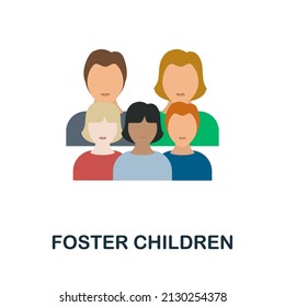 Icono plano de Foster Children. Signo de elemento coloreado de la colección de familia. Icono de Niños de pie para diseño web, infografía y más.