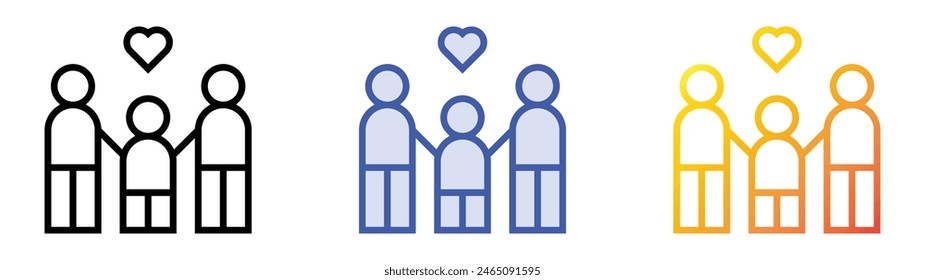 foster family icon. Linear, Blue Fill and Gradient Style Design Isolated On White Background