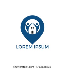 Foster home locator vector logo design. Foster home Pin map symbol vector design.