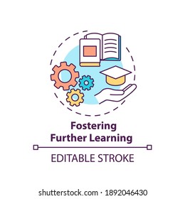 Fostering further learning concept icon. Business consulting stage idea thin line illustration. Continuing education. Online courses. Vector isolated outline RGB color drawing. Editable stroke