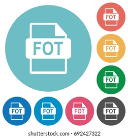 FOT file format flat white icons on round color backgrounds