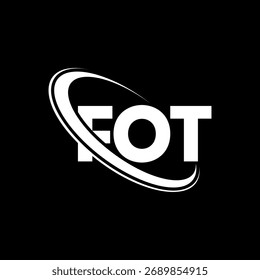 FOT-Logo. FOT-Brief. Logo-Design für FOT-Buchstaben. Initialen FOT-Logo mit Kreis und Großbuchstaben-Monogramm-Logo verbunden. FOT-Typografie für Technologie, Business und Immobilien Marke.