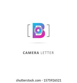 fothografy logo with camera lens element and initial letter b
