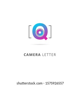 fothografy logo with camera lens element and initial letter q