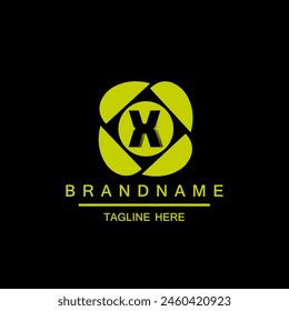 fothografy logo with camera lens element and initial letter x