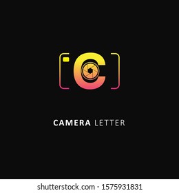 Fothografy logo with initial letter c element, design vector symbol camera logo template