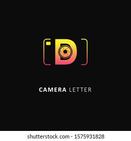 Fothografy logo with initial letter d element, design vector symbol camera logo template