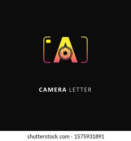 Fothografy logo with initial letter a element, design vector symbol camera logo template