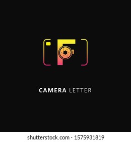Fothografy logo with initial letter f element, design vector symbol camera logo template