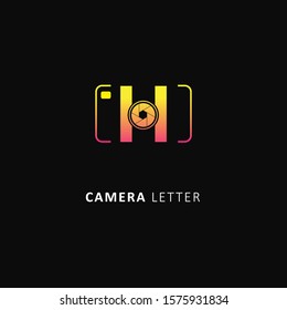 Fothografy logo with initial letter h element, design vector symbol camera logo template