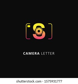 Fothografy logo with initial letter s element, design vector symbol camera logo template