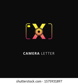 Fothografy logo with initial letter x element, design vector symbol camera logo template