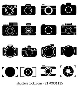 Foto camera icon vector set. photo illustration sign collection. focus symbol. cam logo or mark.