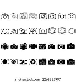 Foto camera icon vector set. photo illustration sign collection. focus symbol. cam logo or mark.