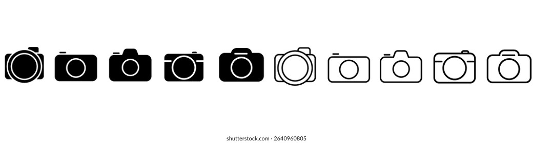 Foto camera icon vector set. photo illustration sign collection. focus symbol. cam logo or mark.