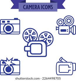 foto camera vector icon set

