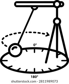 Foucault Pendulum Vector Illustration for Physics Science Experiment Demonstrating Earth Rotation and Oscillation Movement on White Background