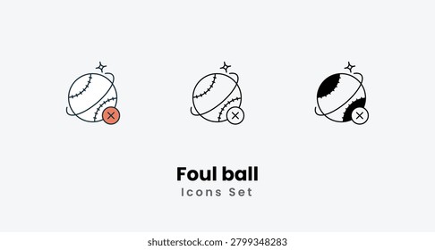 Foul ball icons set vector isolate white background