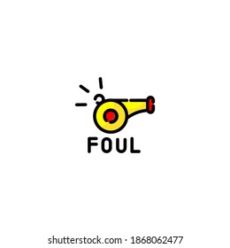 Foul icon. Soccer or football icon. Simple, flat, outline, color, black.