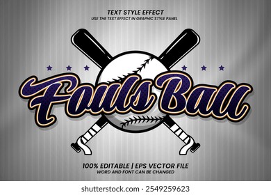 Fouls Ball Baseball Efeito de texto editável