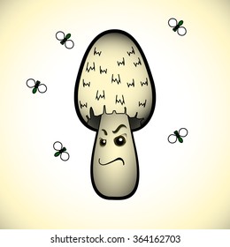 foul-smelling mushroom around which fly flies