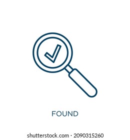 found icon. Thin linear found outline icon isolated on white background. Line vector found sign, symbol for web and mobile
