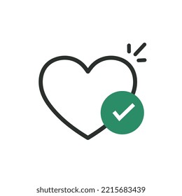 Found love icon with verified and completed symbol.