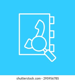 found in the phone book, the line icon on a blue background