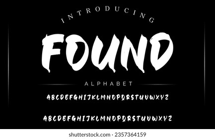 Found vector brush style font, alphabet, typeface