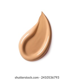 Foundation beige stroke.  Face Cosmetic, make up. Cream texture, liquid cosmetic smear. Foundation, BB cream, CC cream, Concealer, face skin product. Realistic Vector Illustration