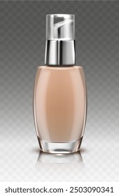 Foundation bottle with dispenser. Vector illustration with transparent background.