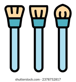 Foundation brush kit icon outline vector. Eye tool. Make up cosmetic color flat