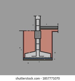 Foundation and building construction, vector design